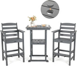 FUNBERRY Outdoor Bar Set with Umbrella Holes, Tall Adirondack Chairs and Table - Photo 1