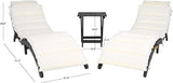 SAFAVIEH Outdoor Collection Pacifica Black Solid Wood/Beige Cushion 3-Piece Chaise Lounge Set with Table (PAT7020G) - Photo 4