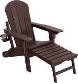 WestinTrends Malibu Folding Adjustable Adirondack Chair with Retractable Ottoman and Cup Holder (Set of 2), Dark Brown - Photo 7