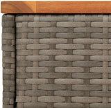 Grey Poly Rattan Garden Side Table with Acacia Wood Top and Powder-Coated Steel Frame, 22.8 in Long and 10.8 in Wide - Photo 9
