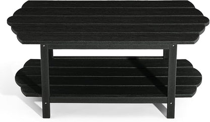 Adirondack Outdoor Patio Table-2 Tier Black Coffee Table Irregular Outside Table for Backyard Pool