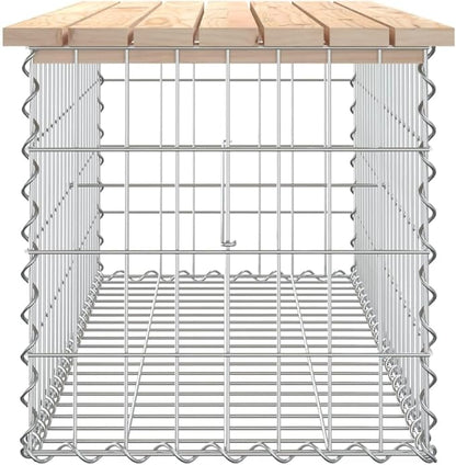 Garden Bench Natural Wood Solid Pinewood Galvanized Steel Compact Outdoor Seating 2 Adults Rustic Chic Gabion Design Durable Weather Resistant