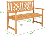 Outdoor Patio Bench Wood Garden Bench with Armrests - Photo 2