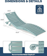 in-Pool Lounge Chairs Set of 2, Folding HDPE Pool Chairs Anti-Floating No Sandbags with Cup Holder & Handles - Photo 2