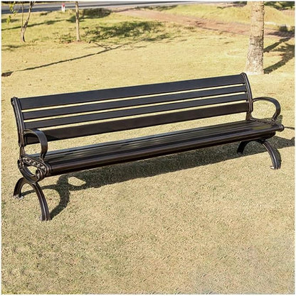 Outdoor Bench Chair Cast Aluminum Park Bench Large All Weather Metal Garden Bench for Backyard Porch Lawn (250cm DB Bench)