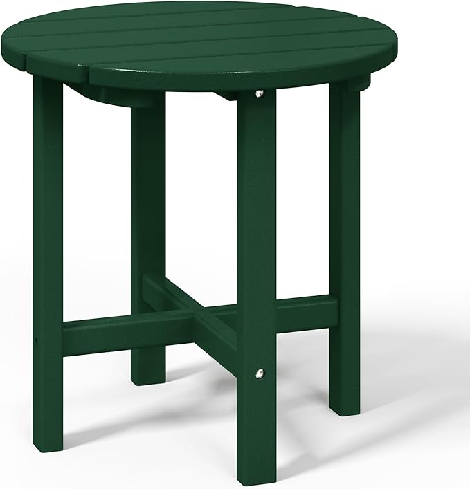 WestinTrends Dylan Adirondack Round Outdoor Side Table, Dark Green