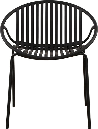 Christopher Knight Home Set of 2 Tita Modern Patio Outdoor Dining Chairs, Stacking Chair, Outside Dinner, Garden/Balcony/Poolside Stackable Accent Chairs, Metal Legs, Plastic Cutout Backrest, Black