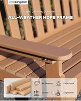 HDPE Garden Bench, All Weather 2-Person Outdoor Benches, Rust Free & Fade Resistant Patio Benches for Garden, Porch - Photo 6