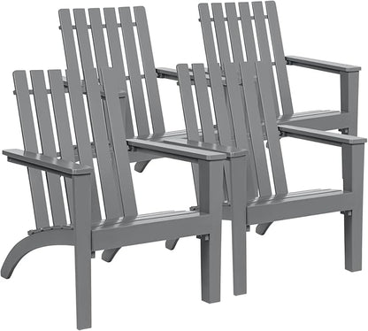 Giantex Adirondack Chair Set of 4 Acacia Wood Outdoor Chairs, 350 lbs Weight Capacity, Weather Resistant Campfire Chairs for Lawn Seating, Garden, Poolside, Balcony, Patio Lounger, Gray
