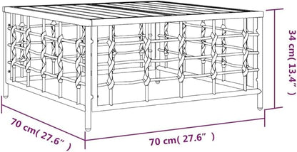 Outdoor PE Rattan Garden Coffee Table, Square Weather-Resistant Patio Side Table with Powder-Coated Steel Frame, Anthracite Modular Accent Furniture for Balcony, Yard, and Terrace