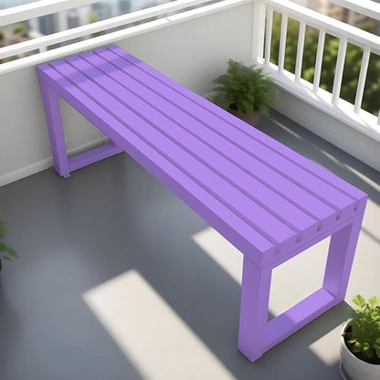 Metal Garden Bench Outdoor Seat 2-Person Patio Benches Park Bench Backless Chair Front Porch Seat 3.3ft 3.9ft 4.9ft 5.9ft Weatherproof Chair for Yard Porch Lawn(Purple,5.9ft)
