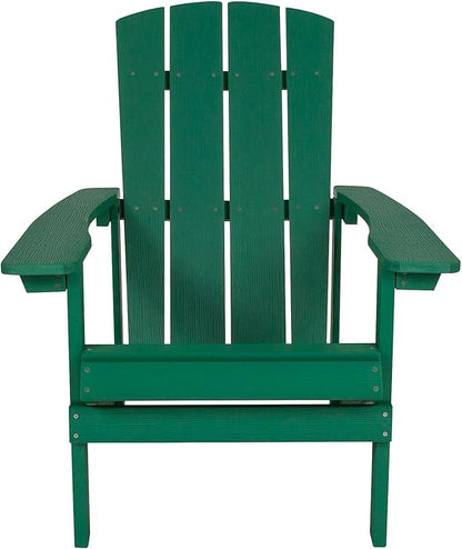 Flash Furniture Charlestown Poly Resin Adirondack Chair - Green - All Weather - Indoor/Outdoor - Set of 2