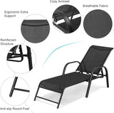 Tangkula Outdoor Patio Lounge Chairs Set of 2, Adjustable Folding Reclining Chaise Lounge - Photo 9