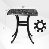 VINGLI 21" Cast Aluminum Outdoor Side Table with Umbrella Hole, All Weather Patio Side Table Bistro Table for Balcony - Photo 3