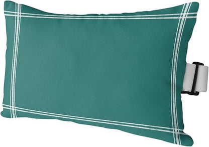 T&H XHome Outdoor Pillow for Chaise Lounge Chair, Solid Color Dark Cyan Waterproof Headrest Pillow Lumbar Pillows with Insert & Adjustable Elastic Strap for Beach, Poolside, Patio, Office (1 Pack)