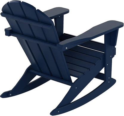 WO WESTIN OUTDOOR HDPE Laguna Outdoor Rocking Poly Adirondack Chair, Navy Blue