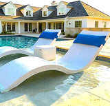 Classic White-Blue - in-Pool Chaise Set – Includes Two Chaises, Two Headrest Pillows - Photo 1