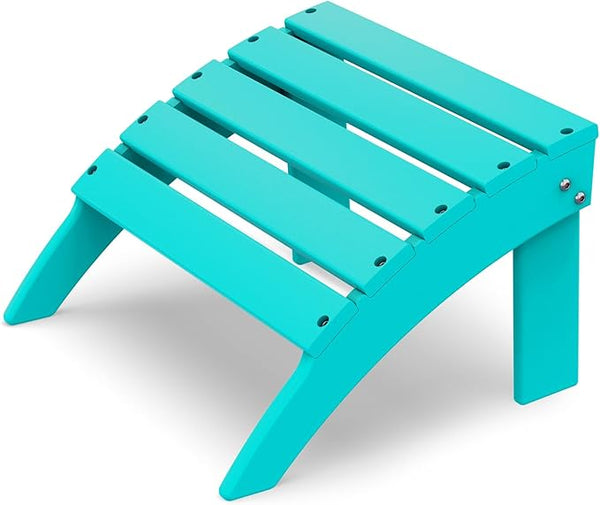 IVY&LANE Outdoor Adirondack Ottoman | Folding | HDPE | Aqua | All Weather - Photo 1