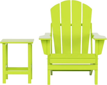 WO WESTIN OUTDOOR HDPE Laguna Outdoor Poly Adirondack Chair with Side Table, Lime