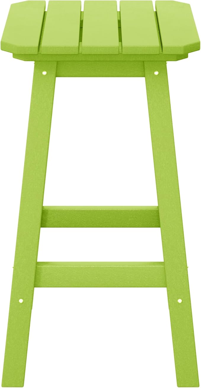 Costaelm 24" Height Outdoor Bar Stools, All-Weather Bar Stools, Adirondack Poly Patio Square Bar Stool for Patio, Deck, Kitchen Counter and Garden, Lime