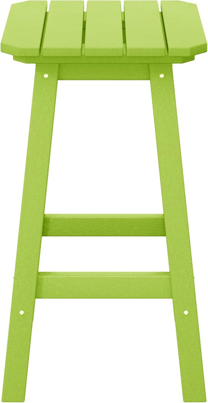 Costaelm 24" Height Outdoor Bar Stools, All-Weather Bar Stools, Adirondack Poly Patio Square Bar Stool for Patio, Deck, Kitchen Counter and Garden, Lime