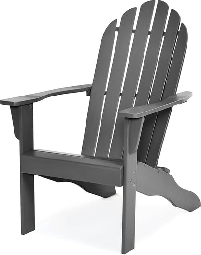 Tangkula Adirondack Chair, Acacia Wood Adirondack Lounger Chair, Outdoor Armchairs with Slatted Seating, Weather Resistant