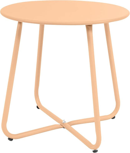 EortheX Small Round Metal Coffee Side Birstro Table – Sturdy & Weather-Resistant Accent Table for Patio, Balcony Indoor Outdoor Use - Metal Desert Gold