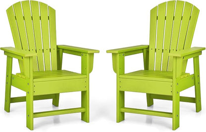 Giantex Adirondack Chair, Kids HDPE Patio Lawn Chair with Ergonomic Backrest for Deck, Porch, Backyard, Poolside, Indoor, Weather Resistance Toddler Outdoor Chair (2, Green)