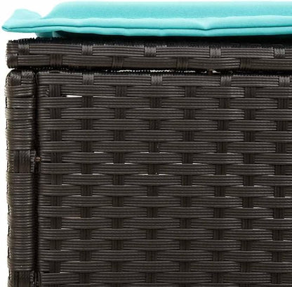 78"x22" Black Wicker Chaise Lounge, 5-Pos Adjustable, Steel Frame, UV Cushion, Patio Recliner for Garden Pool Balcony