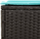 Outdoor Chaise Lounge Black PE Rattan 78" Adjustable Backrest Sun Lounger with Cushion & Side Table UV-Resistant Patio - Photo 5