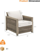 Patio Sofa Chair, Never Rusts Aluminum Outdoor Armchair with Washable Cushions - Photo 3