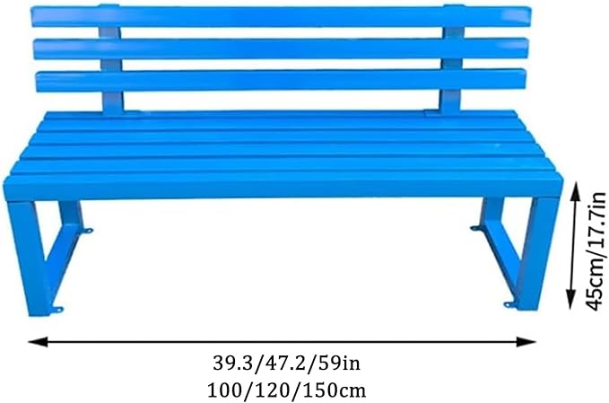 Outdoor Metal Garden Bench, Patio Park Benches Weatherproof, Colorful Front Porch Bench with Backrest, for Outside, Porch, Backyard, Lawn, Balcony(Gray,150cm/59in)