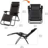 Amazon Basics Outdoor Patio Zero Gravity Portable Folding Reclining Lounge Chair with Padded Headrest Pillow - Photo 3