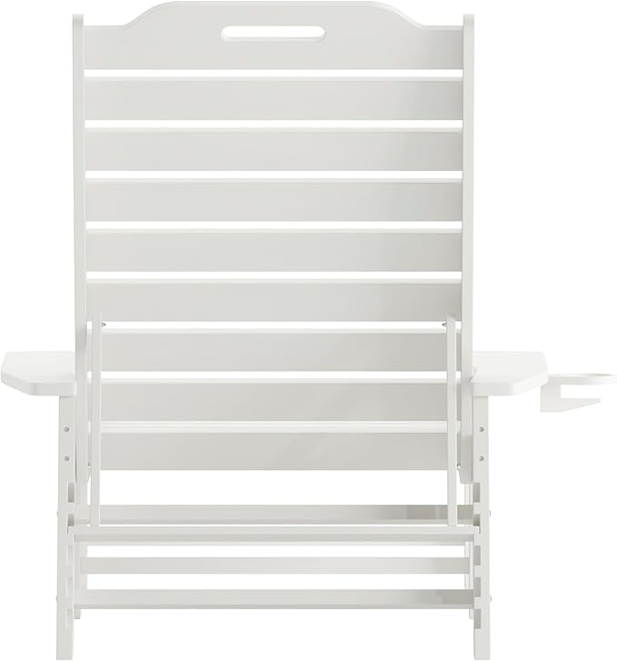 Flash Furniture Monterey Adjustable Adirondack Lounger with Cup Holder- All-Weather Indoor/Outdoor HDPE Lounge Chair, White