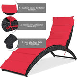 Tangkula Foldable Patio Lounge Chair, Outdoor Rattan Lounger Chaise, Portable Patio Chaise with Cushion - Photo 6