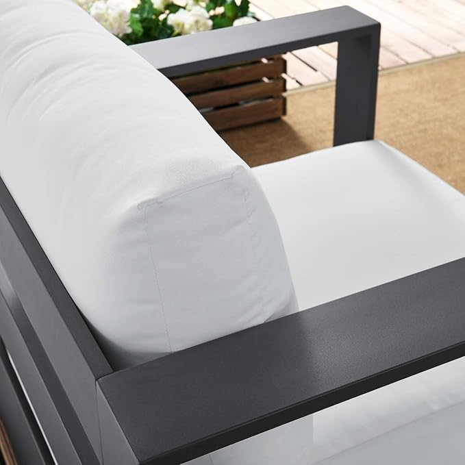 Modway Tahoe Aluminum Outdoor Patio Armchair in Gray White - Photo 6
