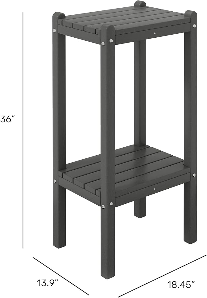 WestinTrends Malibu 36" Outdoor Adirondack HDPE 2-Tier Patio Side Table, Dark Brown - Photo 3