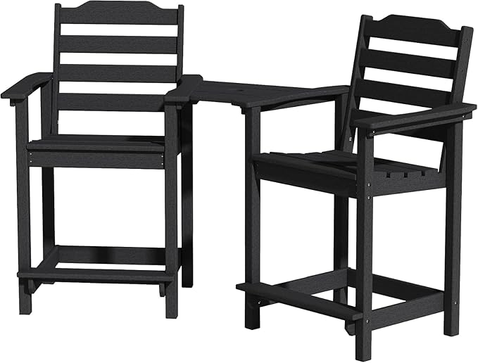 Tall Adirondack Chair, All Weather Resistant Adirondack Bar Stools for Patio, Lawn, Garden, Swimming Pool - Photo 1