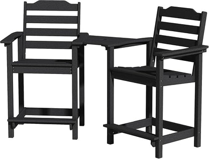 Tall Adirondack Chair, All Weather Resistant Adirondack Bar Stools for Patio, Lawn, Garden, Swimming Pool, Modern Adirondack Chair, (Black, 2pcs)