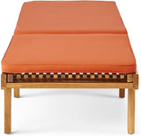 Christopher Knight Home Nadine Outdoor Acacia Wood Chaise Lounge and Cushion Set, Teak and Rust Orange - Photo 9