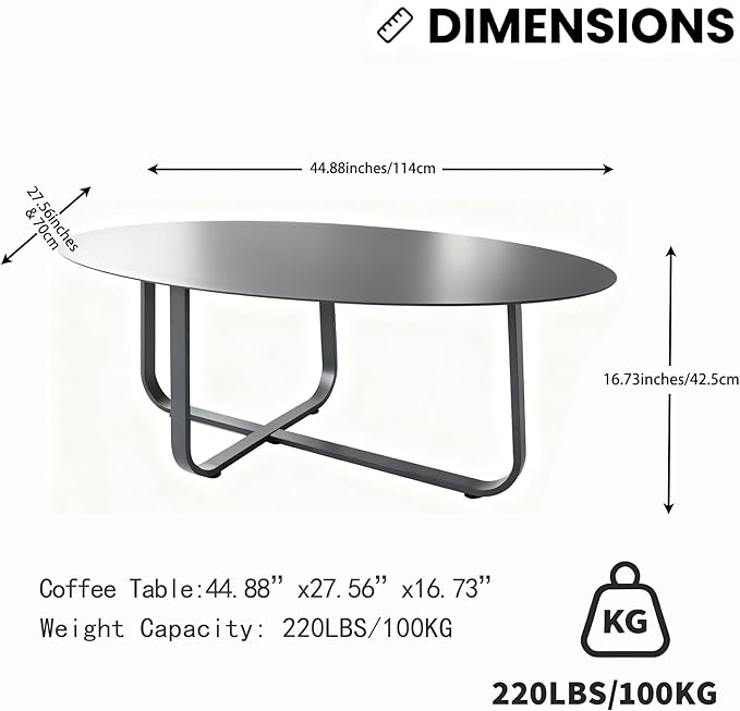 All-Weather Aluminum Outdoor Coffee Table | Modern & Durable Patio Furniture | Perfect for Balcony, Garden, and Poolside - Photo 3
