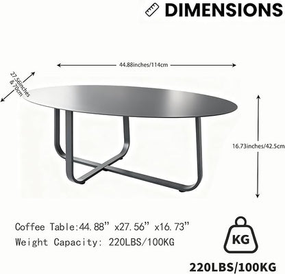 All-Weather Aluminum Outdoor Coffee Table | Modern & Durable Patio Furniture | Perfect for Balcony, Garden, and Poolside | Black (44.9 x 27.6 x 16.5 in)