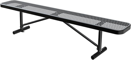 Heavy Duty Outdoor Metal Garden Park Bench, Steel Picnic Bench, Metal Mesh Outdoor Bench Porch Chair for Garden, Lawn, Patio, Porch, Park, Yard, Patio (Black, 8FT)