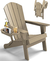 FOOWIN Folding Adirondack Chair, HDPE Adirondack Chairs with Cup Holder - Photo 1