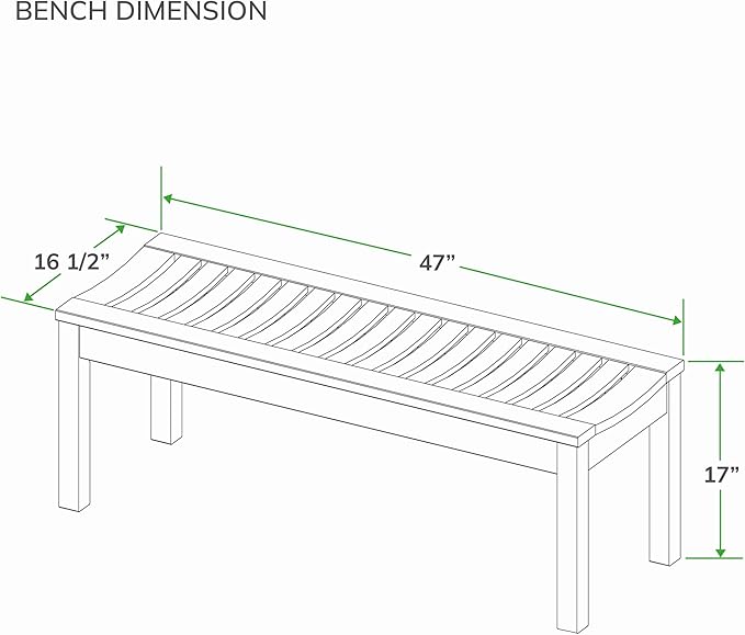 Cambridge Casual Arie Solid Wood Outdoor Patio Garden Backless Bench