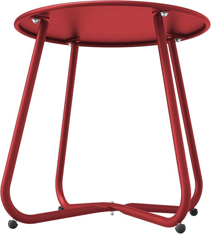 Grand patio Outdoor Side Table 18-inch Round End Table Accent Table for Bistro Balcony Apartment Red