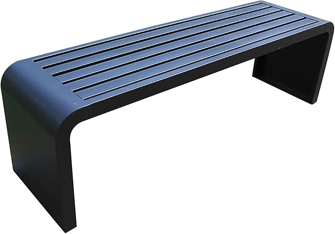Modern Outdoor Benches Weatherproof Backless Front Porch Bench Metal Garden Benches for Outdoors Sturdy Steel Frame Patio Benches for Outdoors, Backyard, Lawn(Black,120cm(47.24in))