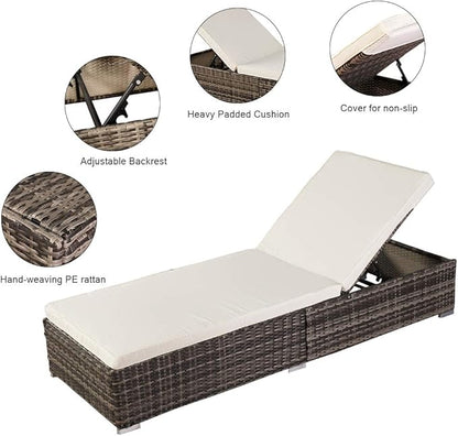 Gray Outdoor Chaise Lounge,Pool Lounge Chairs,Patio Recliner,Outdoor Chaise Lounge Adjustable Sunbathing Recliner for Poolside Beach Outside Patio Chaise Lounger 194 x 70 x 32CM