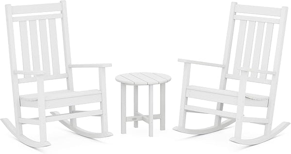 POLYWOOD Estate 3-Piece Rocking Chair Set, Outdoor Porch Rockers with Side Table - Photo 1