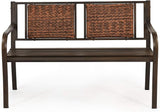 S AFSTAR Outdoor Garden Bench, Brown, Iron, Metal, Polyethylene, Rattan, 50.5 in Width, 2 Adults - Photo 9
